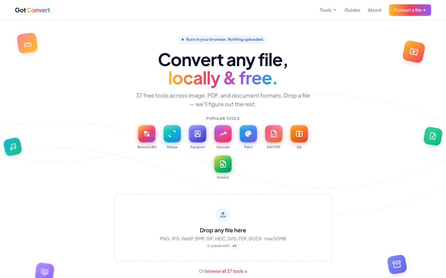 GotConvert — convert any file, locally and free